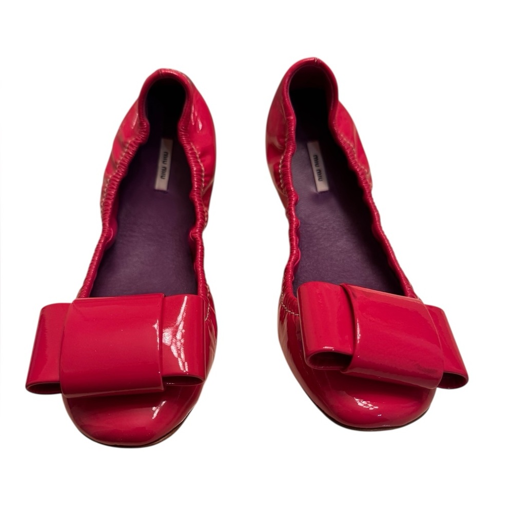 Miu Miu Patent Leather Size 38 Pink Ballet Flats - Picture 7 of 10